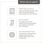 Anji Mountain Wooden Monitor Stand - Elegant Monitor Riser, Perfect Monitor Stand for Desk Organization, Durable Wood Construction monitor stands, Enhances Ergonomics and Workspace Efficiency,Black