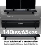ULTRARM Moodular Wooden Monitor Stand 45.6” (116cm) Large Desk Organizer with Metal Slide Rails for Drawer, Tray, Laptop, Tablet, Phone & Headphones Customizable Riser for Organized Workspace Black