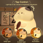 FAMIDUO Greedy Cat Night Light for Kids,3 LevelsDimmable Cute Kitty Nursery Nightlight with Touch ColorChange, Squishy Silicone Rechargeable Bedside Lampfor BabyPregnant Mom/Elderly/Adults