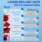kbaoele AC110V Industrial Siren Alarm Strobe Light-120dB Loud Horn&Red Beacon Warning Light,Waterproof Indoor/Outdoor Safety Alarm for Emergency,Factory,Office,Fires,Tornado,Intruders,Animal Deterrent