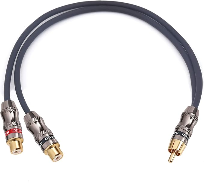 Devinal RCA Splitter, RCA 1 Male to 2 Female Cable Adapter, Stereo Audio RCA Y-Cable Heavy Duty, subwoofer Splitter Gold Plated 10" (25 cm)
