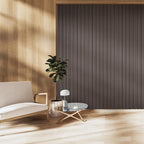OUZUGIE WPC Acoustic Slat Wall Paneling, 8-Pack 114 x 6 Inches 3D Wall Panels for Interior Wall Decor,Living Room,TV Background,Study Room,Office Spaces,Bedroom,High Grille (Walnut)
