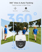 [4K+360° View] Hiseeu 4K PoE Security Camera System, 8Pcs 8MP PoE PTZ Wired Camera Outdoor, Human Vehicle Detect, 2-Way Audio, Color Night Vision, 16CH Expandable, 2TB HDD for 24/7 Home Surveillance
