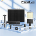 Deepn Solar Street Light 12000W Aluminum Commercial Grade Solar Parking Lot Lights with Motion Sensor & Dusk to Dawn IP67 Waterproof Heavy Duty Security Flood Lights for Street, Yard, SZ4000, 2Pack