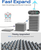 Sonicism Acoustic Panels Self-Adhesive Pyramid 48 Pack|12" X 12" X 2" Sound Proof Foam Panels for Walls 35kg/m³High Density Fast Expand Soundproof Wall Panels,Sound Absorption and Decoration,Gray