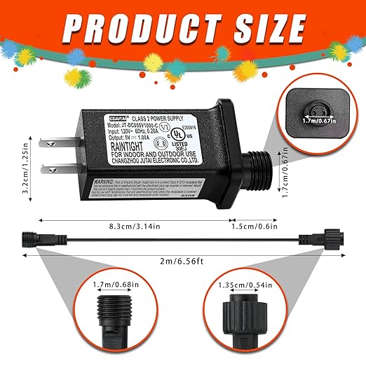 5V1A Class 2 Power Supply Replacement Model JT-DC050V1000-C LED Transformer IP44 LED Light Controller Low Voltage Transformer for Christmas String Light Inflatable Device (5V5W 1PC)