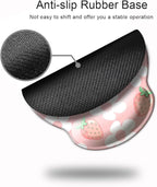 Ergo Comfort Gel Wrist Rest Mouse Pad-Ergonomic Office Mousepad with Wrist Support-Non-Slip, Design Desk Accessories Mat for Home&Game Decor Pink Floral Kawaii