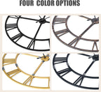 Ohweog Oversized 48 inch Wall Clock for Living Room Decor – Extra Large Silent Non-Ticking Modern Farmhouse Wall Clock, Decorative Metal Roman Numeral Clock, Black