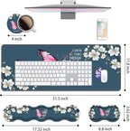Ergonomic Keyboard Wrist Rest & Mouse Pad Wrist Rest Set, Large XXL Gaming Desk Mat 31.5"x 11.8" with Non-Slip Base for Home Office Study Gaming, Floral Butterfly Quote Bible Verse Philippians 4:13