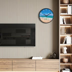 Modern Wall Clocks with Calendar and Date Ocean Wave Sea Beach Digital Clock Large Display Non-ticking Kitchen Silent Clock With Day and Temperature for Elderly Farmhouse Living Room Bathroom 14 Inch