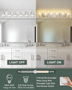 METWET Bathroom Light Fixtures, 6 Light Brushed Nickel Vanity Light, 38 Inch Modern Wall Sconces with Globe Clear Glass Shade, Vanity Lighting Fixtures Over Mirror, VL195-BN-6