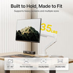 monTEK Single Monitor Arm for Max 45 Inch Ultrawide Screens Adjustable Monitor Desk Mount Holds 35 Lbs Cable Management with C Clamp/Grommet Desk Mount, VESA 75/100mm, MA1007WH