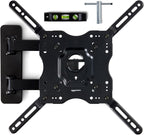 Amazon Basics Full Motion Articulating TV Wall Mount, with Swivel and Tilt, for 26" to 55" TVs and Flat Panels up to 80 Lbs, VESA Compatible, Black