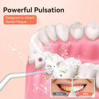 Cordless Portable Water Flosser with 300ML Tank: Rechargeable Oral Irrigator with 5 Tips for Travel, Braces Care and Sensitive Gums, IPX7 Waterproof Teeth Cleaning Device(Pink)