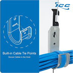 ICC Batwing J Hook 4” with Retainer Clip - Galvanized Steel Cable Management Hooks for Hanging Cable to Hanger Wire and Threaded Rod - Rust-Resistant, EIA and TIA Compliant - 4 Inch 25 Pack