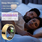 Smart Health Ring for Women Men, Fitness Tracker Ring with Heart Rate, Blood Oxygen, Sleep Tracker, Step Tracker, No Subscription Fee, IP68 Waterproof Smart Ring for iPhone & Android (Gold, 8#)
