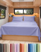 RV Short Queen Sheet Set 60 X 75 - 4 Piece RV Short Queen Bed Sheets - Soft, Breathable & Cooling - Designed for Bunks, Trailers & Campers - Fits 8” to 12" Mattress - Hotel Luxury Bedding - Lavender