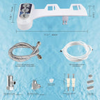 Hibbent Bidet Attachment for Toilet with Self Cleaning Dual Nozzle, Hot and Cold Water Spray Non-Electric Mechanical Toilet Seat Bidet for Rear or Female Washing Sanitizing, Blue