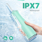 Water Flosser for Teeth, Cordless Oral Irrigator Portable Dental Cleaner Picks with 8 DIY Modes 7 Jets 300ml Tank Braces Flossers Rechargeable (Green)