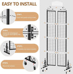 Urban Deco Grid Wall Panel Display Stand, 2.2' x 6.2' FT Gridwall Panel with Extra 8 Hooks, Craft Show Display Rack Black Metal Grids Standing Wire Rack for Retail Merchandise