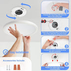 SunRider 6-Pack LED Flush Mount Ceiling Light Fixture, 5000K Daylight White, 2400LM, 12 Inch 24W Indoor Flat Panel Lamp, 240W Equiv., Non-Dimmable
