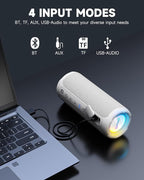 OHAYO Bluetooth Speaker, Portable Wireless, IPX7 Waterproof, Powerful 25W Sound, 24H Playtime, Dual Pairing, Active Bass, Colorful Lights, Bluetooth 5.3, Outdoor Speakers for Home/Party/Beach, White