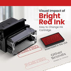 Promot Posted Self Inking Rubber Stamp - Refillable Stampers for Office - Business, Accounting, Bookkeeping, Coding, Legal, Notary, Work, Ordering, Inventory Stamps - Red Ink