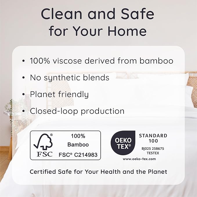 Bambaw 100% Viscose Derived from Bamboo Fitted Sheet Twin Size, 15’’ Deep Pocket Twin White Fitted Sheet Only, Cooling Fitted Sheet Twin Size, Breathable & Soft Fitted Sheet with Corner Straps (White)