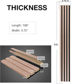 NeatiEase Wood Wall Panels, 9 Feet Acoustic Slat Wall Panels for Interior Wall Decor and Noise Reduction, Decorative Slat Wall Paneling, Natural Walnut, 4-Piece