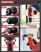 KINGTOOL Home Tool Set Kit - 286 PCS Home Auto Repair Tool Kit with Rolling Tool Box, Mechanic Tool Sets with 21V Max Cordless Power drill, Perfect for Homeowner, Diyer, Handyman