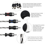 RECOIL P417 Premium 100% Oxygen Free Copper 17ft 4-Channel RCA Audio Interconnects Cable 4X RCA Male to 4X RCA Male Double Shielded with Noise Reduction