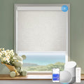 COOLWINDS Motorized Blinds with Remote Cordless Automatic Motorized Shades Custom Blinds for Windows Smart Curtains Compatible with Alexa Google Home(Blackout Jacquard Beige,W23 x H72in)