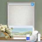 COOLWINDS Motorized Blinds with Remote Cordless Automatic Motorized Shades Custom Blinds for Windows Smart Curtains Compatible with Alexa Google Home(Blackout Jacquard Beige,W60 x H72in)