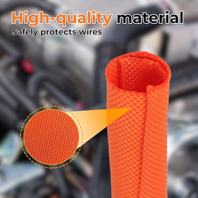 HOLED 3/16 inch Split Braided Cable Management Sleeve for USB Cable Power Cord Audio Video Cable, Wire Loom Cord Protector from Cat Dog Chewing (White, 10FT)