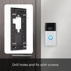 No Drill Ring Doorbell Mount for Battery 2020 - Damage-Free 3M Tape Holder, Rental Friendly No Screws Wall Plate Bracket for Apartment (Ring doorbell 2020 Mount)