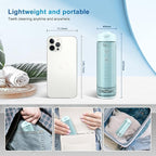 JNGOODS Mini Portable Water Flosser Oral Irrigator Water Teeth Cleaner Pick, Telescopic Water Tank, 4 Modes & IPX7 Waterproof, Home & Travel Water Flossers for Teeth, Braces Bridges Care. (Pearl Blue)