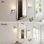 AONEON Vanity Lights Polished Chrome Bathroom Light Fixtures with White Frosted Glass Shade, Wall Sconce for Mirror Hallway Entrance Porch T001CH-L1