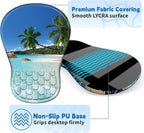 YIWEI Ergonomic Mouse Pad with Wrist Rest - Comfortable Office Mousepad with Memory Foam Wrist Support for Carpal Tunnel Relief, Mouse Pads with Non-Slip Base for Gaming and Home (Beach)