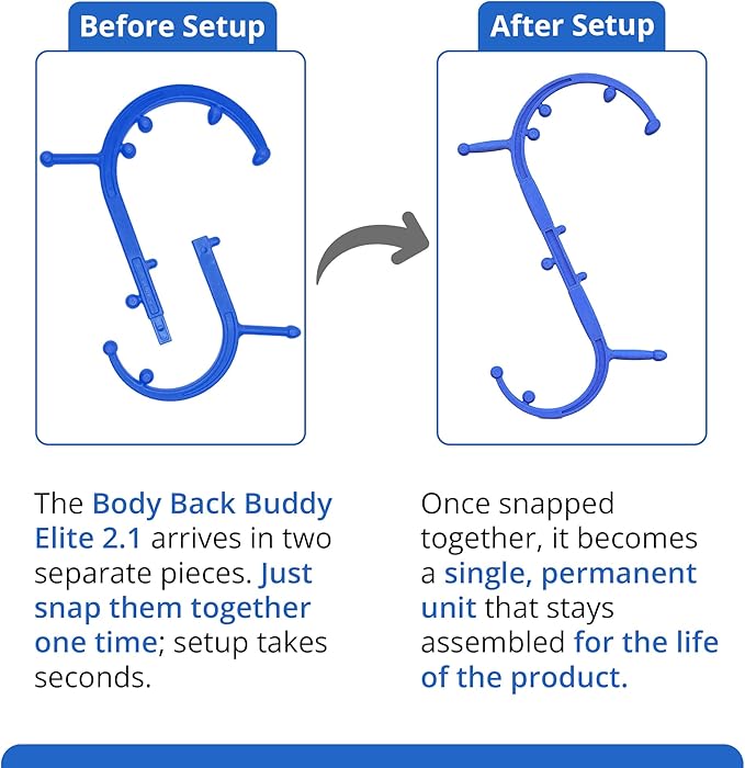 Body Back Buddy Elite - Improved Design- Versatile Handheld Massage Stick for Full Body Muscle Pain Relief - Professional Grade Trigger Point Massage Cane (Blue Elite 2.1)
