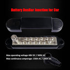 1/4" Stud Power Distribution Block Bus Bar with 12 x #8 Screws, Ampper 5.3" 12V 150A Marine BusBar Battery Distribution Block W/Cover for Car Audio Boat Solar (Black)
