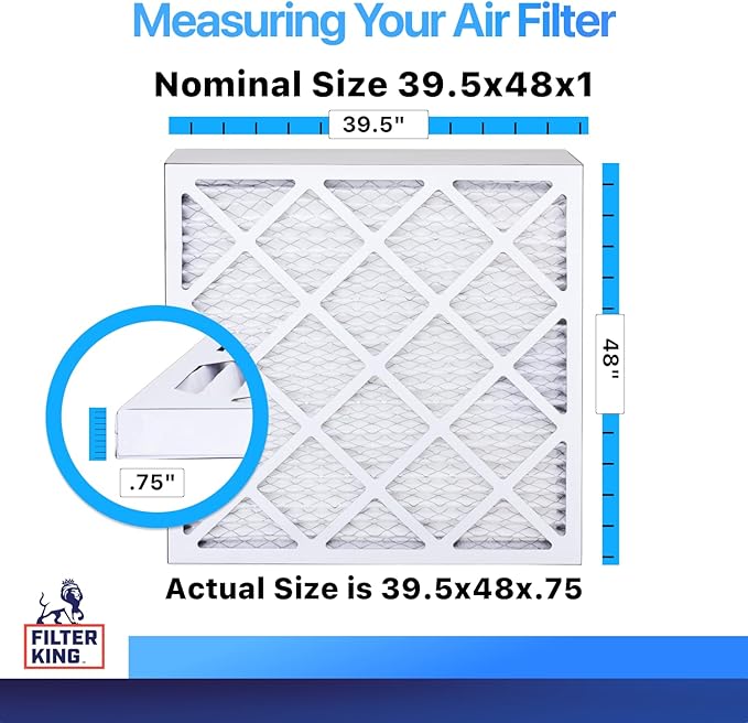 Filter King 39.5x48x1 Air Filter | 4-PACK | MERV 8 HVAC Pleated A/C Furnace Filters | MADE IN USA | Actual Size: 39.5 x 48 x .75"