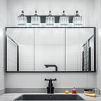 BBLLWJ Crystal Vanity Lights - Black 5 Light Modern Bathroom Vanity Light Fixtures Over Mirror