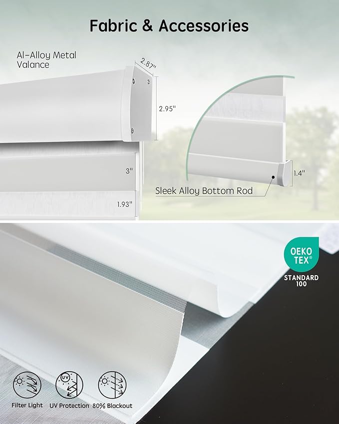 Yoolax Motorized Blinds with Remote, Electric Zebra Blinds for Indoor Windows, Room Darkening Smart Shades with Voice Control, Compatible with Alexa Google Home, APP Control, 59" W x 72" H, White