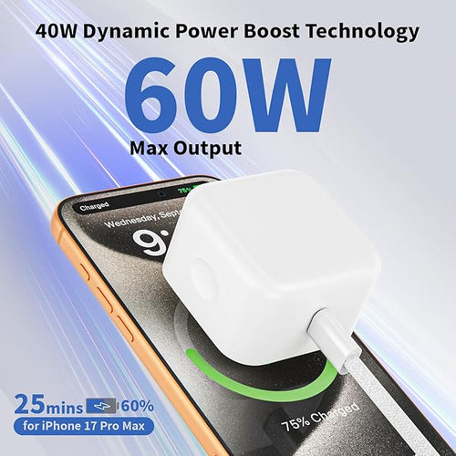 2 Pack Fast Charger iPhone 17/16/15,40W USB C Dynamic Apple Adapter with 60W Max 10FT Type C-C Fast Charging Woven Cable 40W Apple Wall Charger for iPhone 17 Pro/17 Air/16e/16/15Plus,iPad Pro/Air/Mini