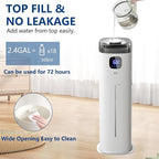 Large Humidifier for Bedroom, 9L/2.5Gallon Ultrasonic Cool Mist Humidifier with Humidistat, 360°Nozzle, 350ML/H Big Mist Level, Suitable for Kids Room Livingroom Yoga Office Plant，White