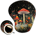 Ergonomic Mouse Pad with Wrist Support,Mouse Pad with Wrist Rest and Coaster Set,Office Supplies Non-Slip Mouse Pads for Desk, Non-Slip Comfortable,Mushroom Star