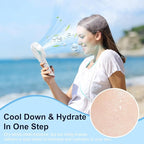 HandFan Upgraded Portable Misting Fan, Handheld Spray Water Mister Fan, USB Rechargeable Personal Mist Fans, Mini Cooling Hand Fans for Summer Beach Travel Concerts, Gifts for Women(White)