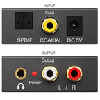DAC 192KHz Digital to Analog Audio Converter, Optical to RCA Adapter with Coaxial Cable, Toslink Optical to 3.5mm Adapter for PS4 HD DVD Home Cinema Systems