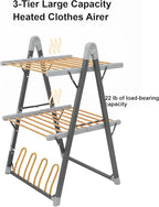 SHARNDY Electric Heated Clothes Drying Rack,Foldable Heated Garment Dryer with Timer Shut-Off Laundry Rack for Clothes Shoes Socks,Aluminum Alloy,Space Gray,Plug & Play,(39.37x25.98x23.82in)