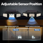 VIVOHOME Solar Flood Lights Outdoor, 256 LED 2500LM Motion Sensor Lights, 3 Adjustable Heads Security Lights, IP65 Waterproof, 270° Wide Lighting Angle Solar Powered Lights for Porch, Yard, 2 Pack